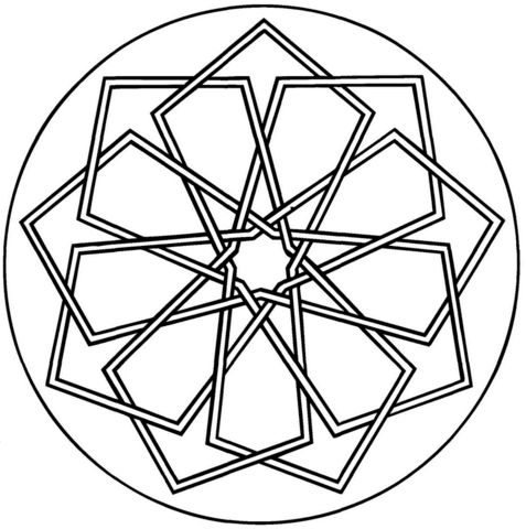 Simple Geometric Mandala Coloring Page